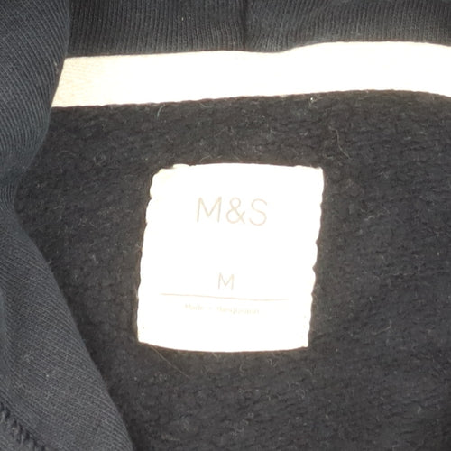 Marks and Spencer Men’s Navy Pullover Hoodie M Striped Cotton