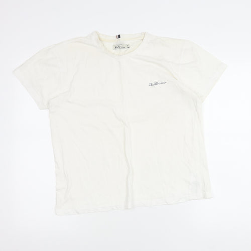 Ben Sherman Men’s White Medium Crew Neck Short Sleeve Logo T-Shirt