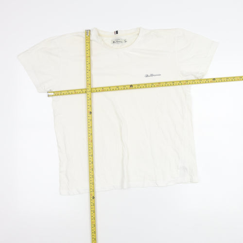 Ben Sherman Men’s White Medium Crew Neck Short Sleeve Logo T-Shirt