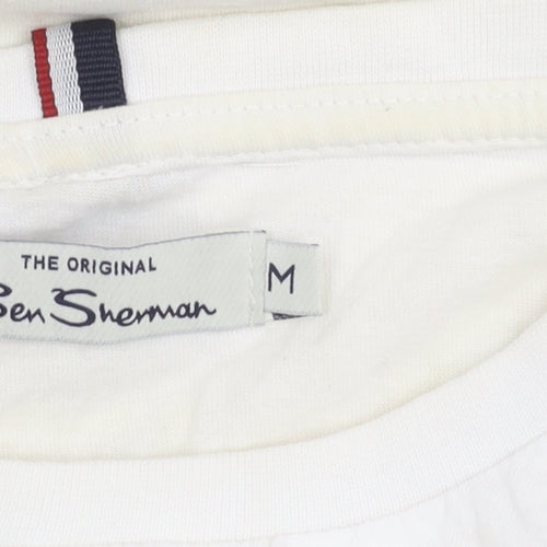 Ben Sherman Men’s White Medium Crew Neck Short Sleeve Logo T-Shirt
