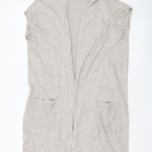 FatFace Womens Beige Sleeveless Knit Cardigan Vest M Cotton