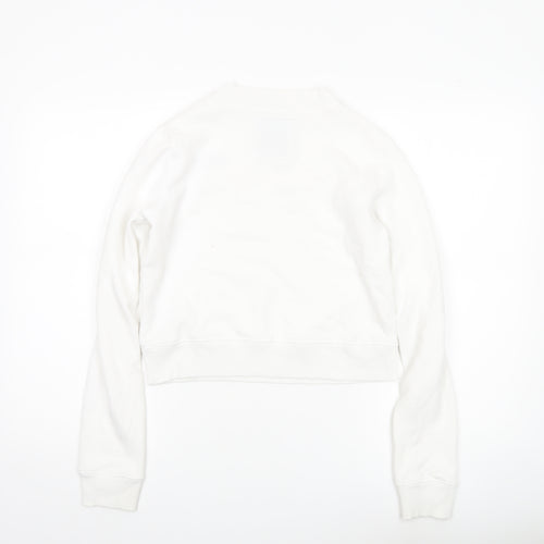 Hollister Womens White XS Crew Neck Sweatshirt Rainbow Stripe Cotton Blend