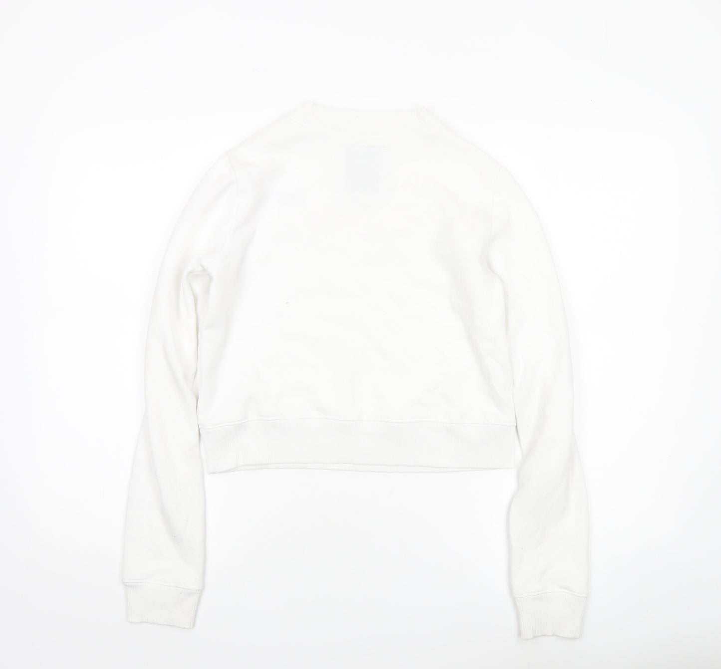 Hollister Womens White XS Crew Neck Sweatshirt Rainbow Stripe Cotton Blend