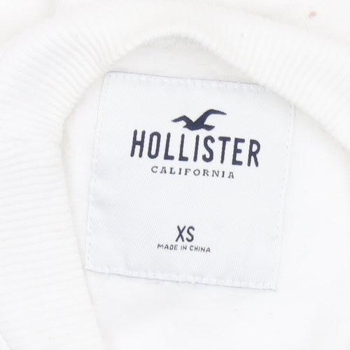 Hollister Womens White XS Crew Neck Sweatshirt Rainbow Stripe Cotton Blend