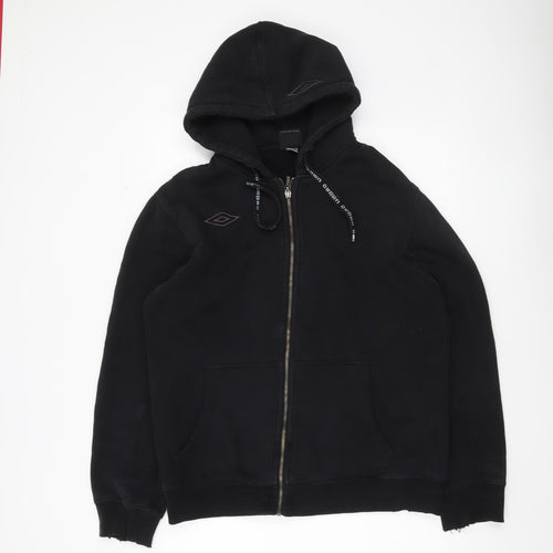 Umbro Men’s Black Full Zip Hoodie Size M Sportswear Cotton Blend