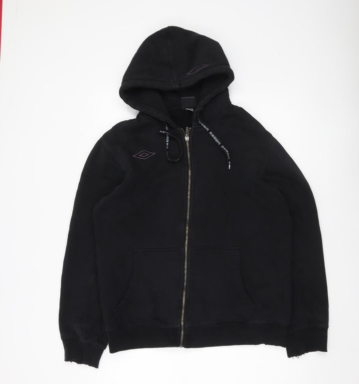 Umbro Men’s Black Full Zip Hoodie Size M Sportswear Cotton Blend