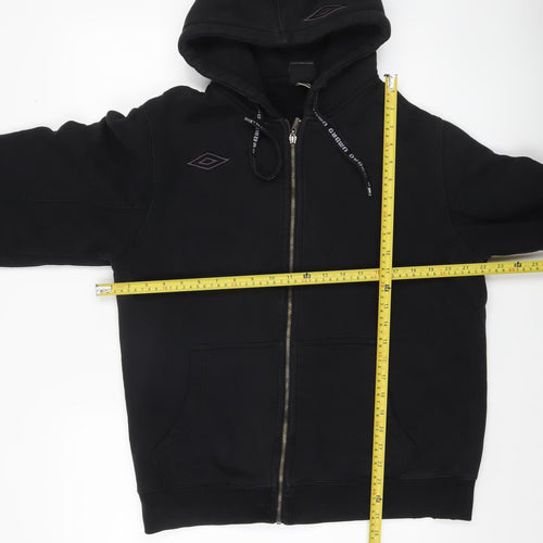 Umbro Men’s Black Full Zip Hoodie Size M Sportswear Cotton Blend