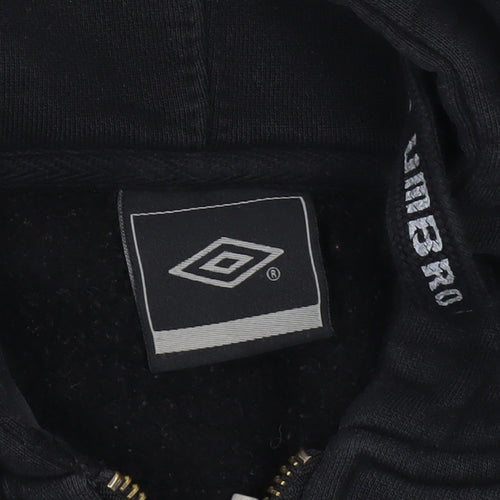 Umbro Men’s Black Full Zip Hoodie Size M Sportswear Cotton Blend