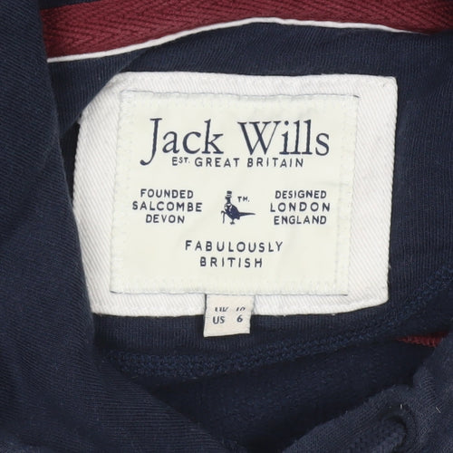 Jack Wills Women’s Blue Pullover Hoodie Size 10 Regular Fit Logo