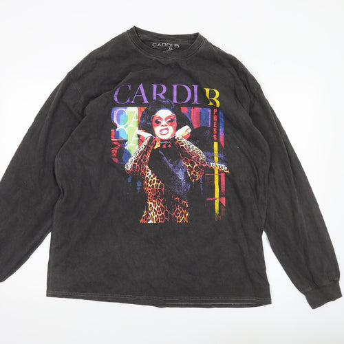 Cardi B Men’s Black XL Graphic Long Sleeve Cotton T-Shirt