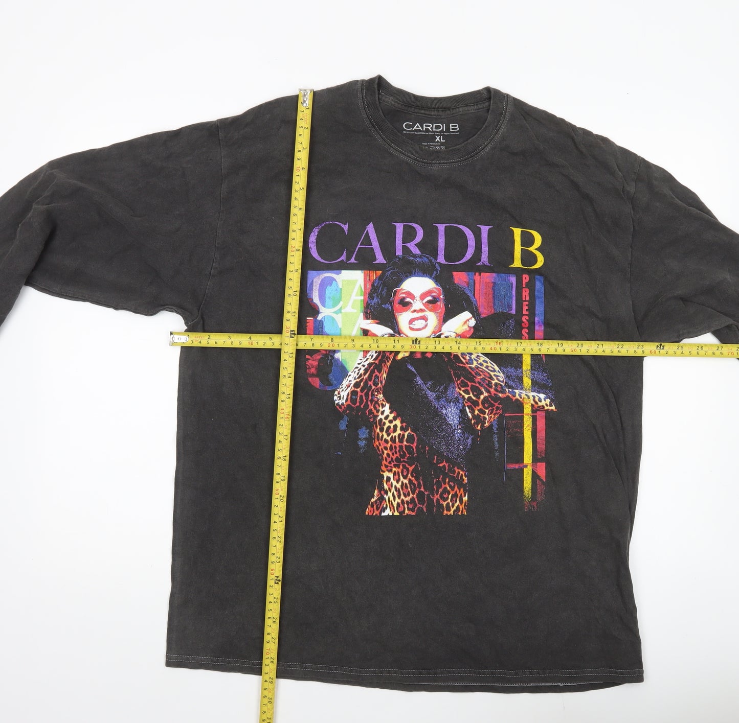 Cardi B Men’s Black XL Graphic Long Sleeve Cotton T-Shirt