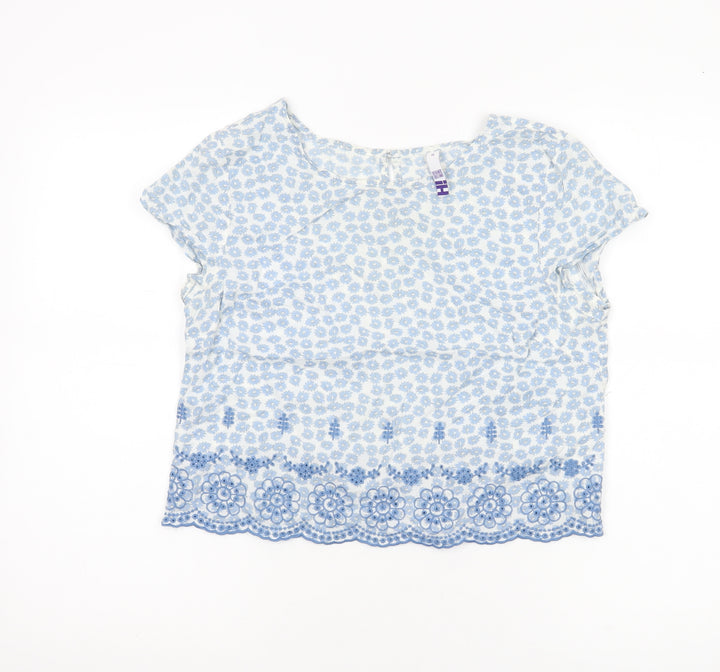 Henry Holland Women’s Blue Floral Cotton Blouse Size 10