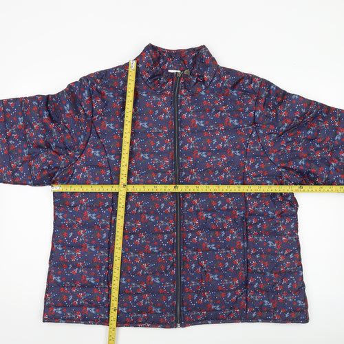 Anne de Lançay Womens Blue Floral Puffer Jacket XL
