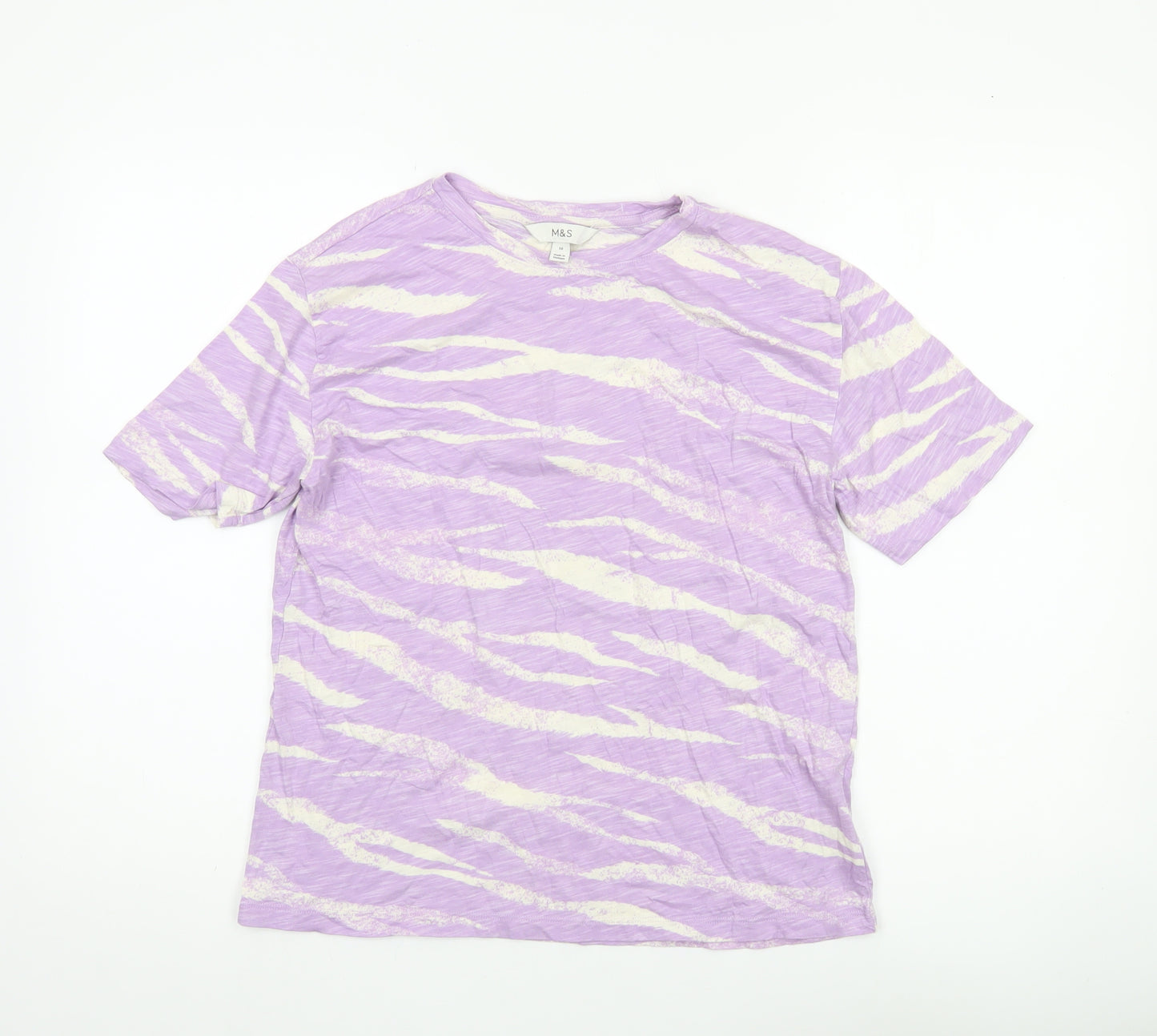 Marks and Spencer Womens Purple Animal Print T-Shirt Size 10