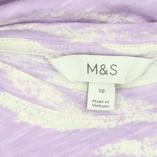Marks and Spencer Womens Purple Animal Print T-Shirt Size 10