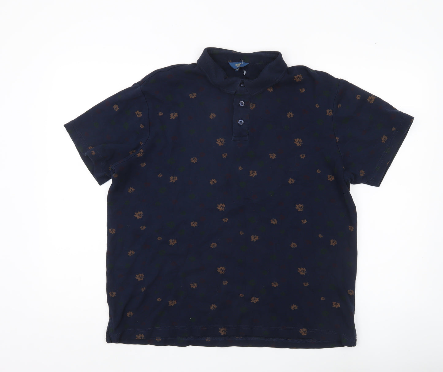 Cotton Traders Men’s Blue Floral Polo Shirt Size M Short Sleeve