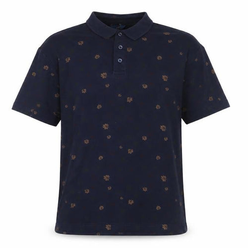 Cotton Traders Men’s Blue Floral Polo Shirt Size M Short Sleeve