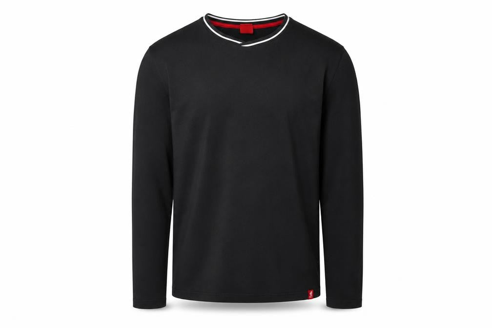 Front view of LFC Men’s Black Long Sleeve Cotton Crew Neck Casual Top M