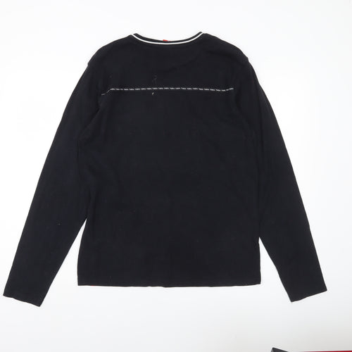 LFC Men’s Black Long Sleeve Cotton Crew Neck Casual Top M