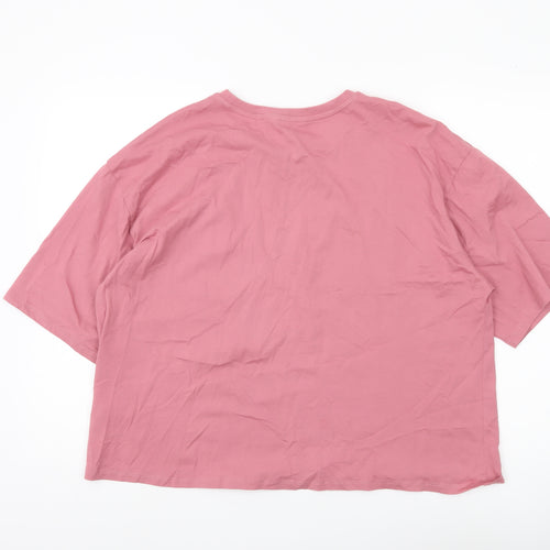 Next Womens Pink Sequin Floral T-Shirt XL Cotton Casual