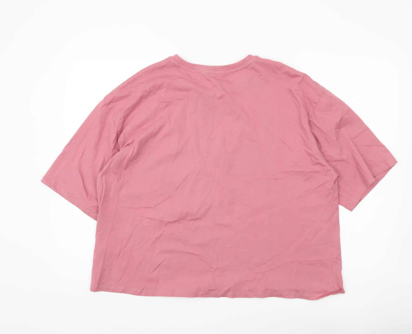 Next Womens Pink Sequin Floral T-Shirt XL Cotton Casual