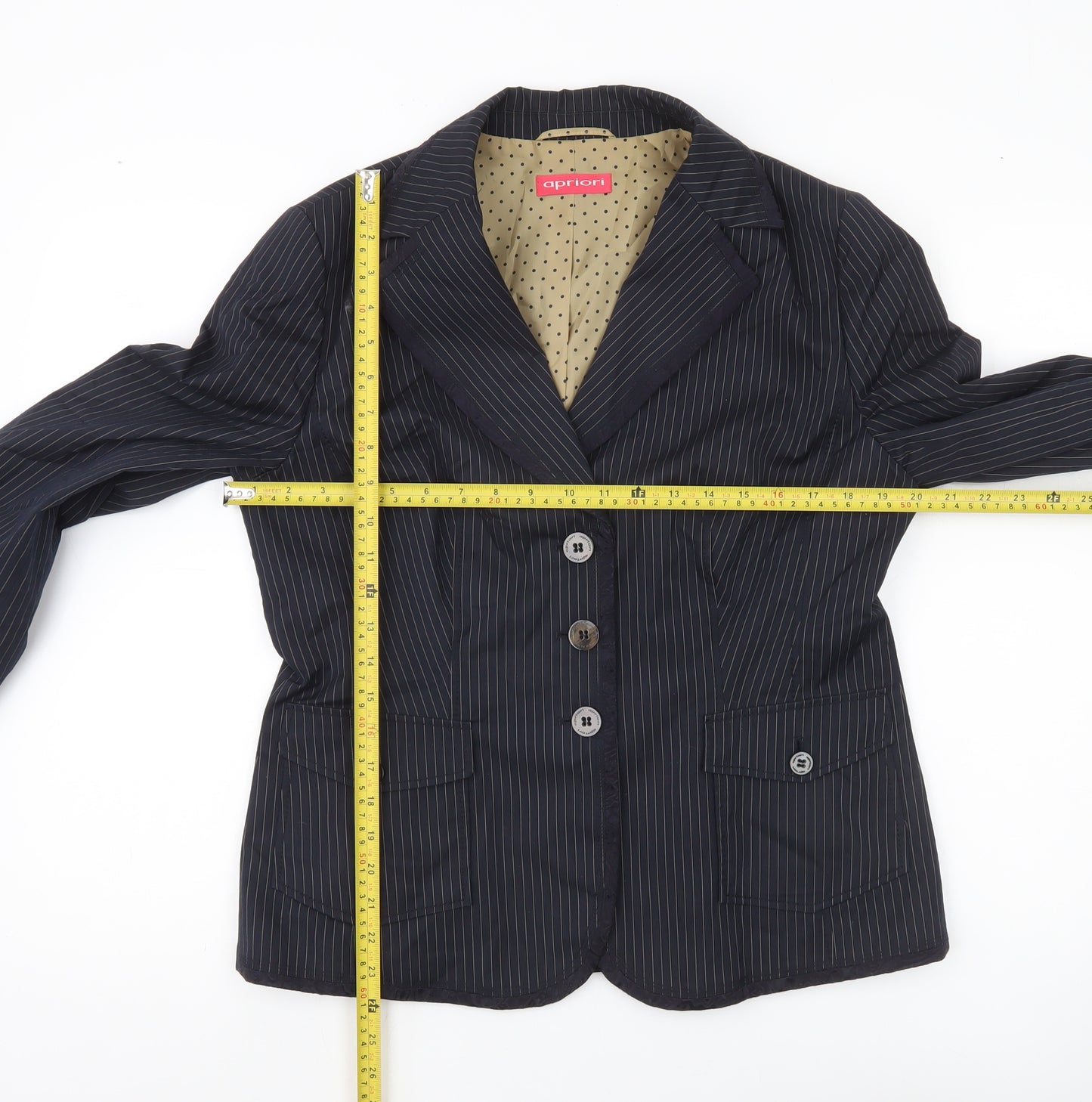 Apriori Women's Blue Pinstripe Blazer Size 16 Regular Fit