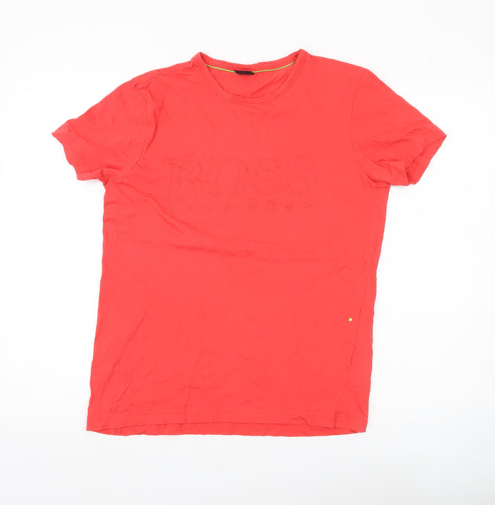 Hugo Boss Men’s Red Crew Neck Short Sleeve Cotton T-Shirt Size S