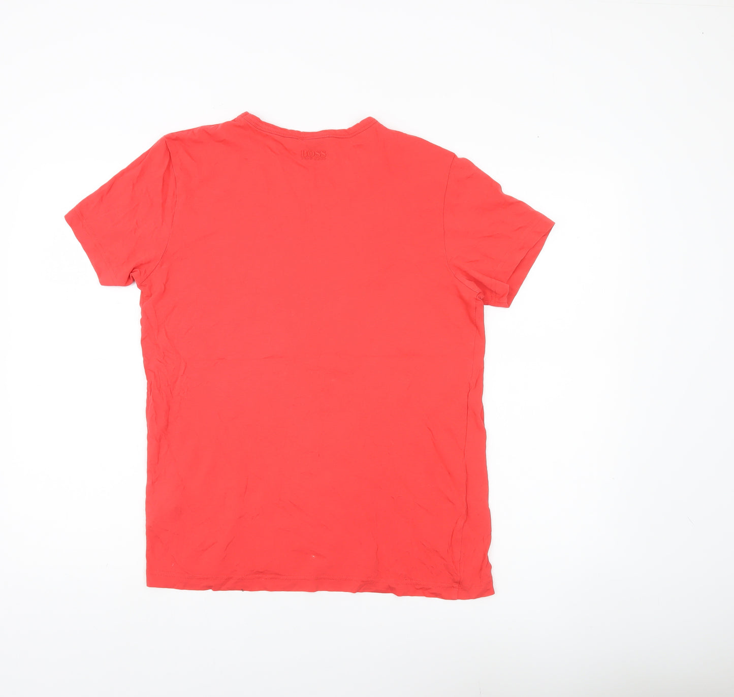 Hugo Boss Men’s Red Crew Neck Short Sleeve Cotton T-Shirt Size S