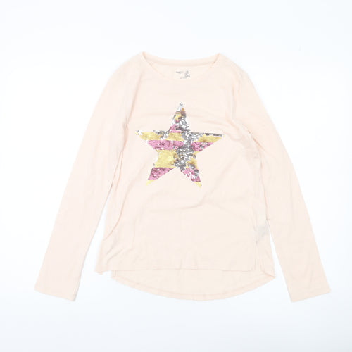 Gap Kids Girls Beige Sequin Star Long Sleeve T-Shirt UK 12 Years XL