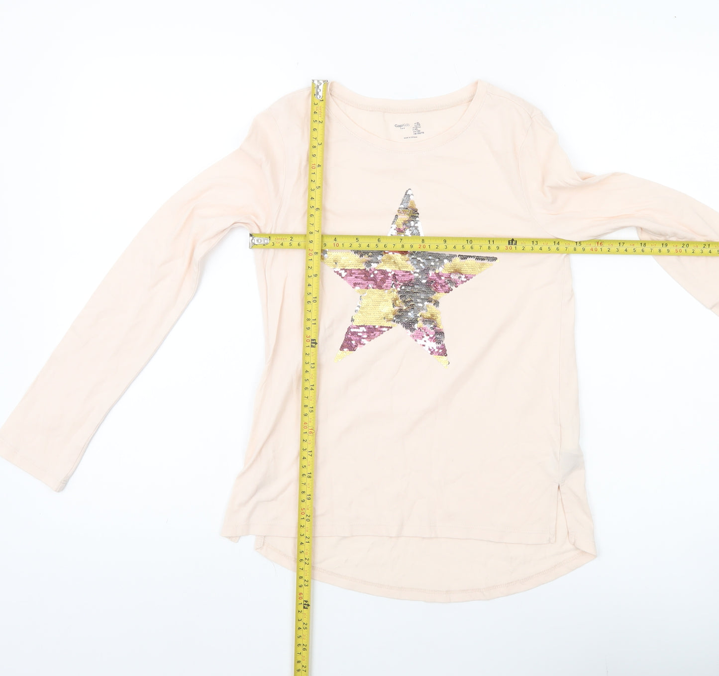 Gap Kids Girls Beige Sequin Star Long Sleeve T-Shirt UK 12 Years XL