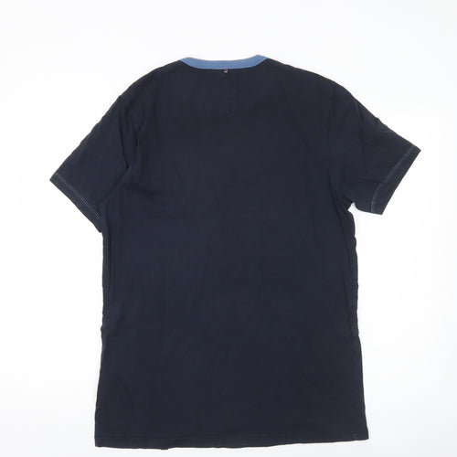 Pretty Green Men’s Navy Blue Crew Neck Cotton T-Shirt Size M Regular Fit
