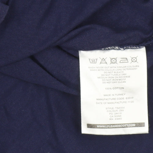 Lyle & Scott Men’s Blue Cotton Crew Neck Logo T-Shirt Size L