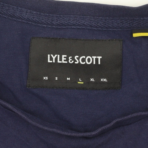 Lyle & Scott Men’s Blue Cotton Crew Neck Logo T-Shirt Size L