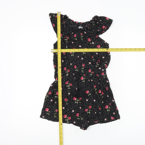 Next Girls Black Floral Polka Dot Viscose Sleeveless Playsuit Age 8 Years