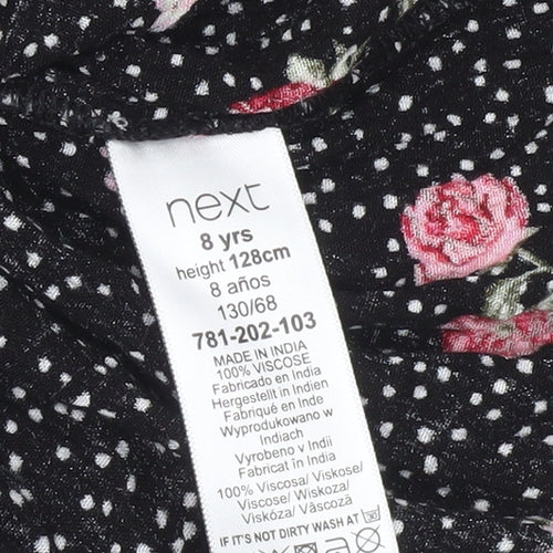 Next Girls Black Floral Polka Dot Viscose Sleeveless Playsuit Age 8 Years