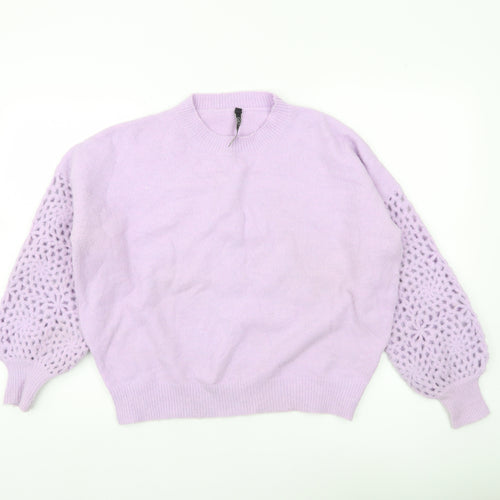 Golden Days Paris Womens Purple Crochet Sleeve Jumper M