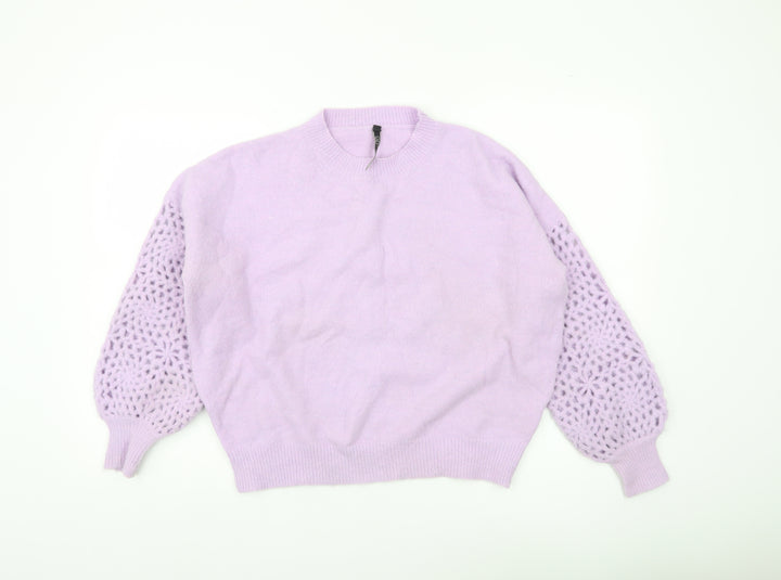 Golden Days Paris Womens Purple Crochet Sleeve Jumper M