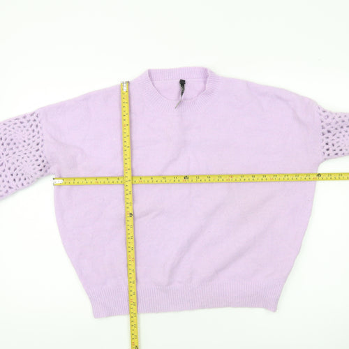 Golden Days Paris Womens Purple Crochet Sleeve Jumper M