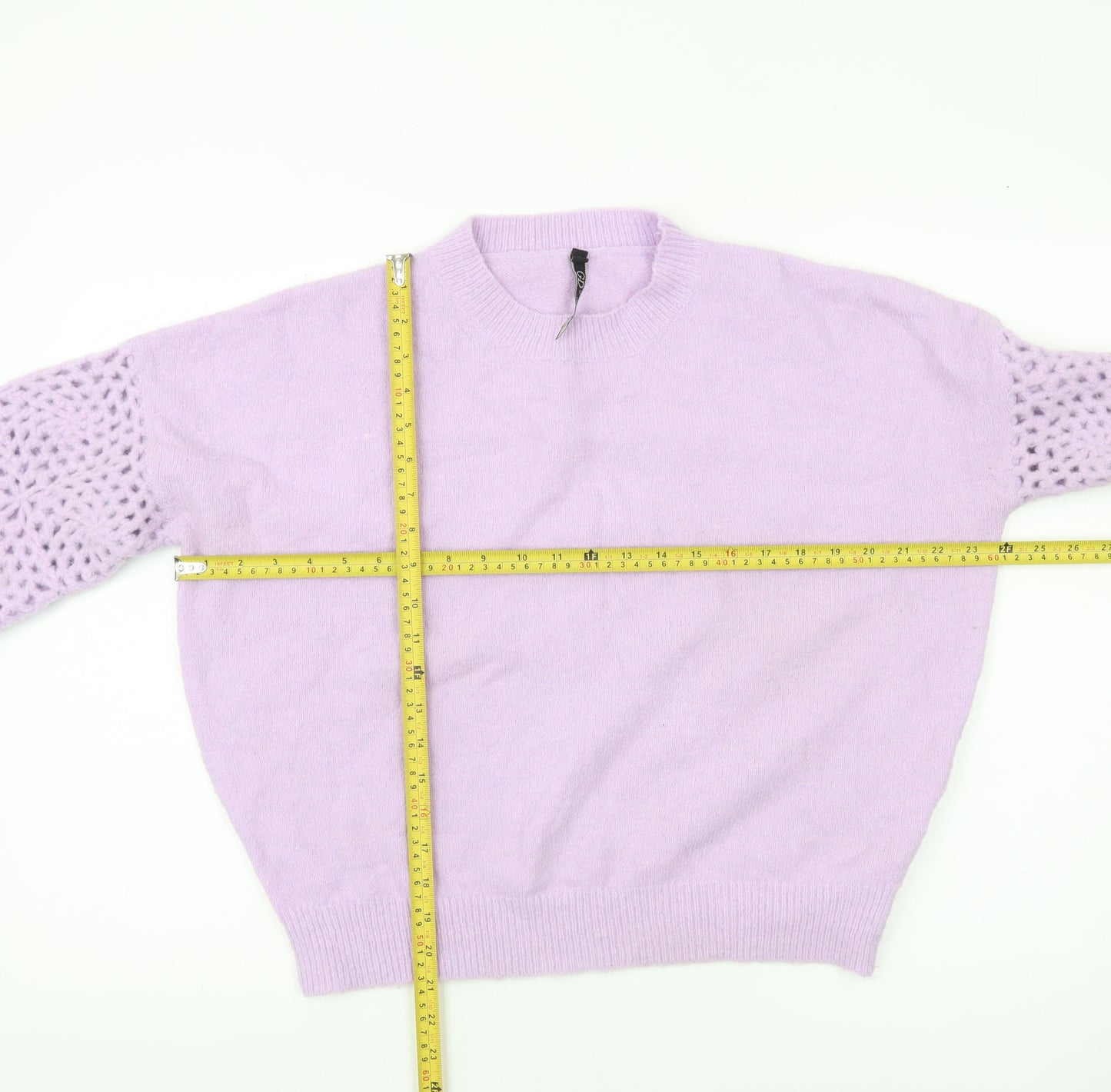 Golden Days Paris Womens Purple Crochet Sleeve Jumper M