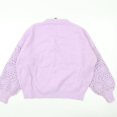 Golden Days Paris Womens Purple Crochet Sleeve Jumper M