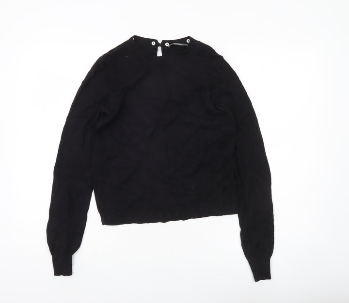 Oasis Womens Black Crew Neck Knit Jumper Size S Long Sleeve