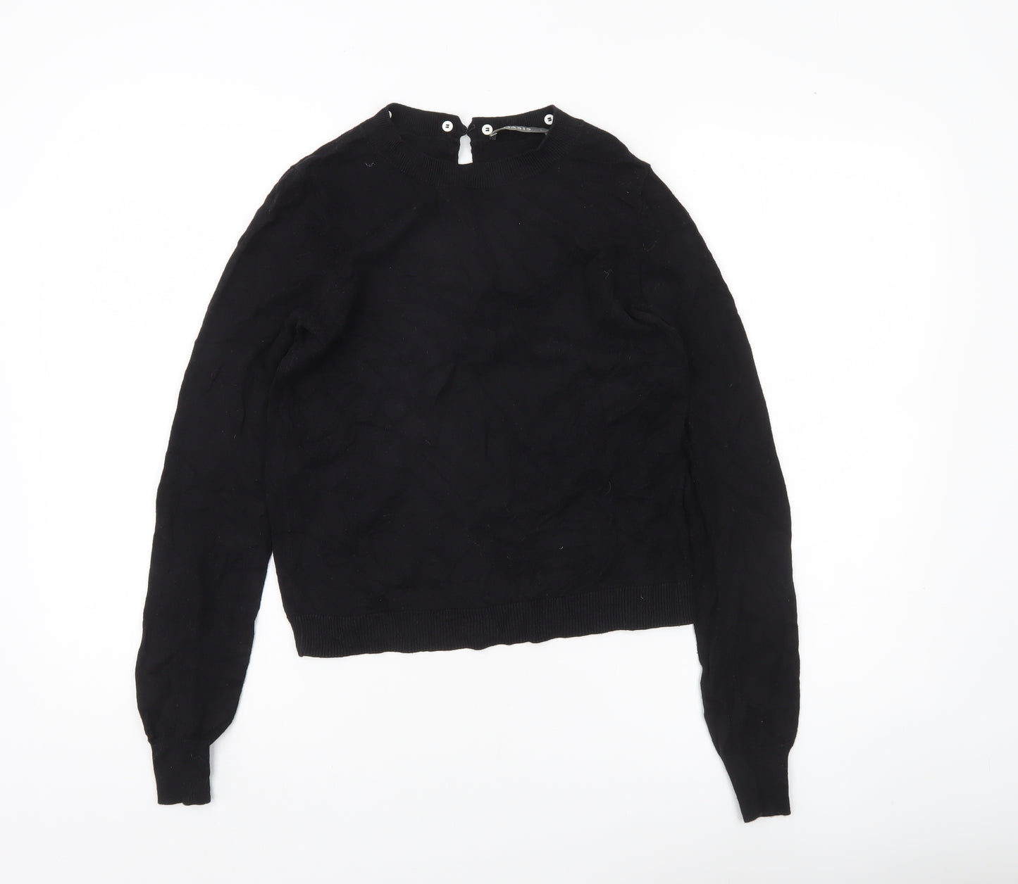 Oasis Womens Black Crew Neck Knit Jumper Size S Long Sleeve