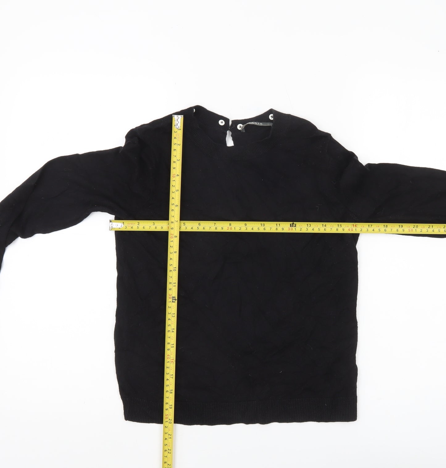 Oasis Womens Black Crew Neck Knit Jumper Size S Long Sleeve