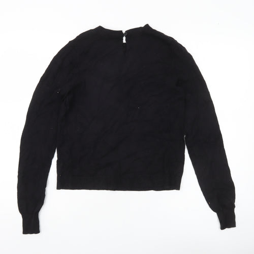 Oasis Womens Black Crew Neck Knit Jumper Size S Long Sleeve