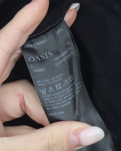 Oasis Womens Black Crew Neck Knit Jumper Size S Long Sleeve