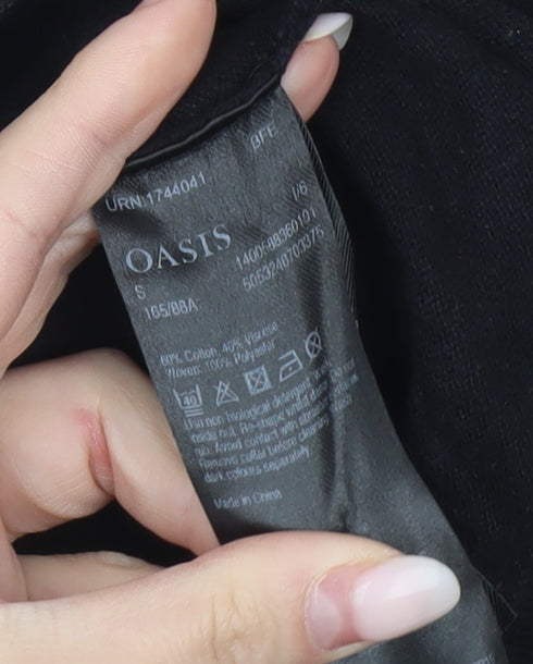 Oasis Womens Black Crew Neck Knit Jumper Size S Long Sleeve