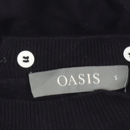 Oasis Womens Black Crew Neck Knit Jumper Size S Long Sleeve