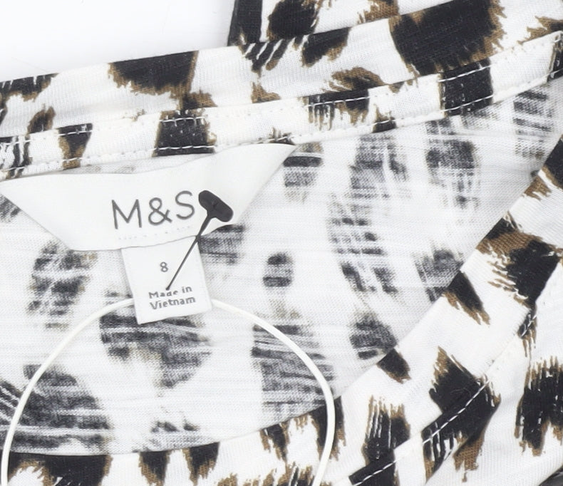 Marks and Spencer Womens Multicoloured Animal Print T-Shirt Size 8