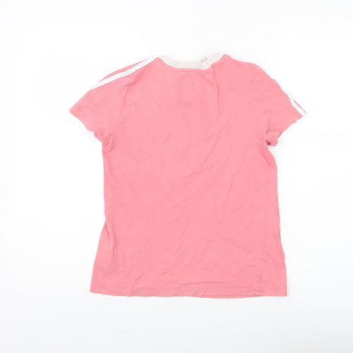 Adidas Girls Pink V-Neck Sports T-Shirt 11-12 Years Cotton Activewear