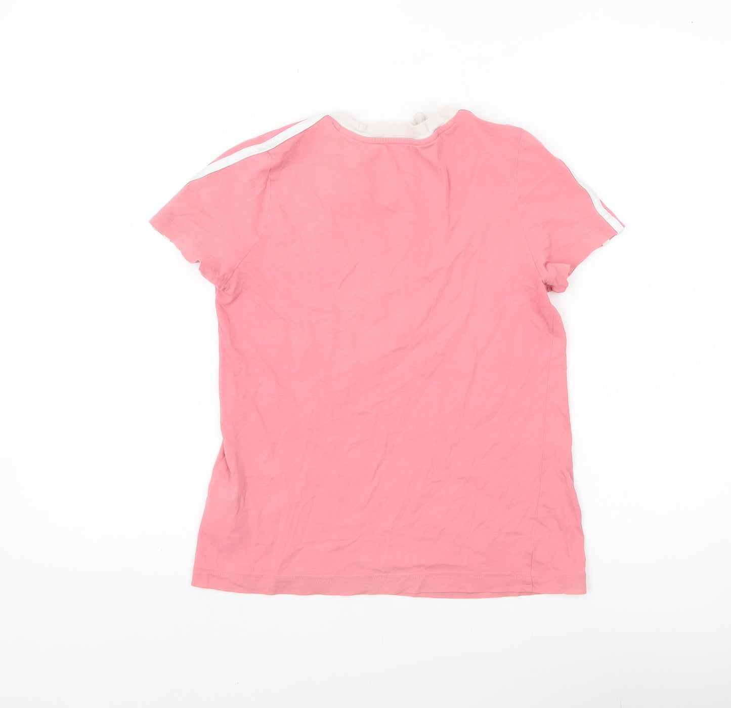 Adidas Girls Pink V-Neck Sports T-Shirt 11-12 Years Cotton Activewear